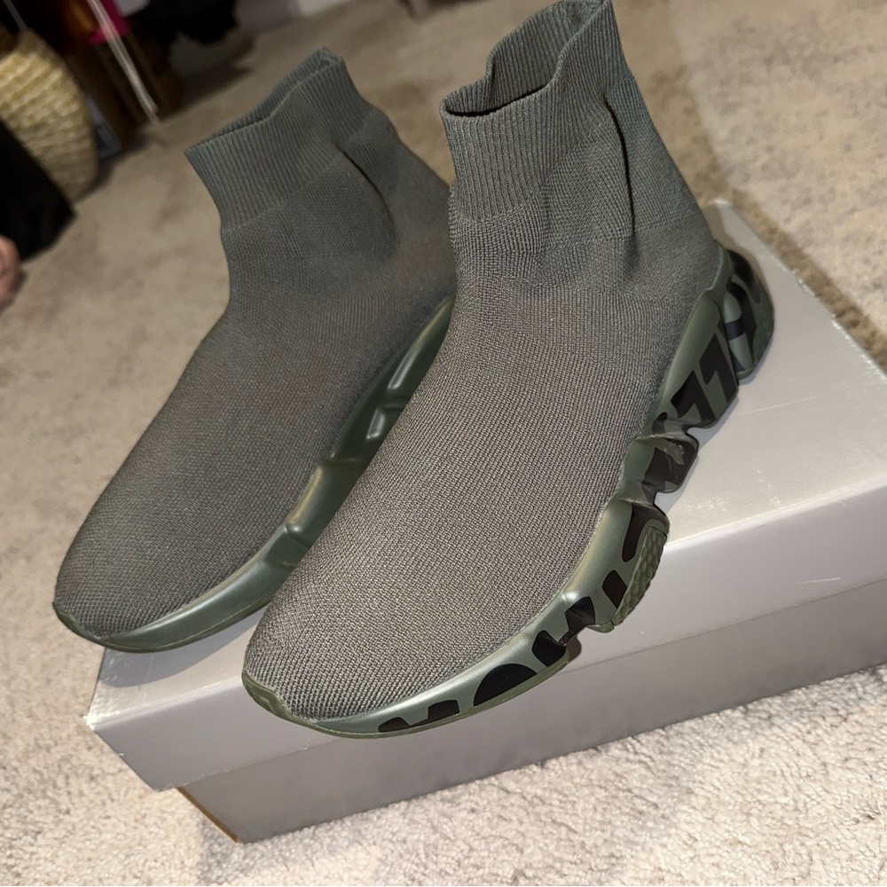 Balenciaga Women's Speed Sock Trainers- Olive Green
